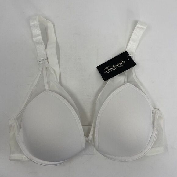 FREDRICKS OF HOLLYWOOD Bra Womens 34 DD White Underwire NEW Padded Mesh Trim - Picture 1 of 9